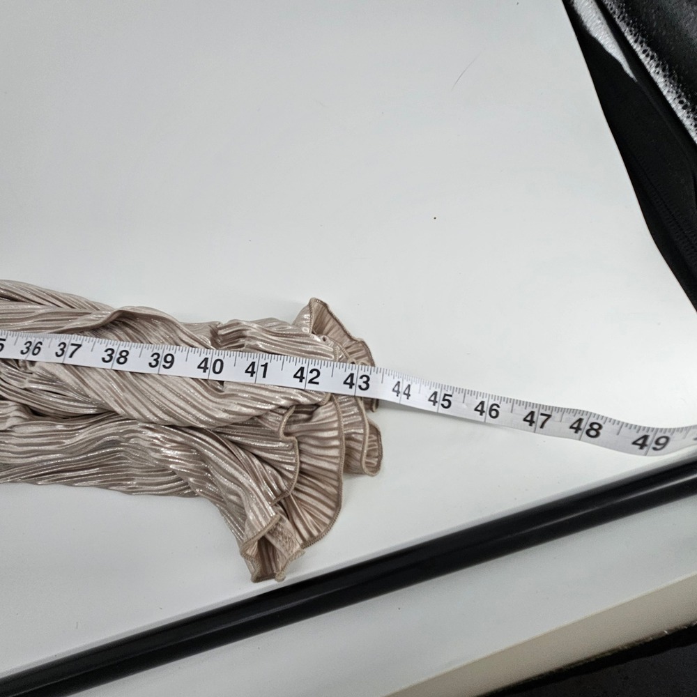 Y2K No Comment Babydoll Champagne Metallic Pleated Maxi Slip Dress L Fairy Glam - Picture 6 of 9
